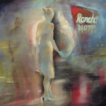 Ghostly image of couple approaching motel