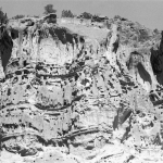 Black and white photo of rock formation