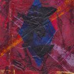 Abstract image including red, blue, and yellow
