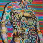 Colorful drawing of man with organs exposed