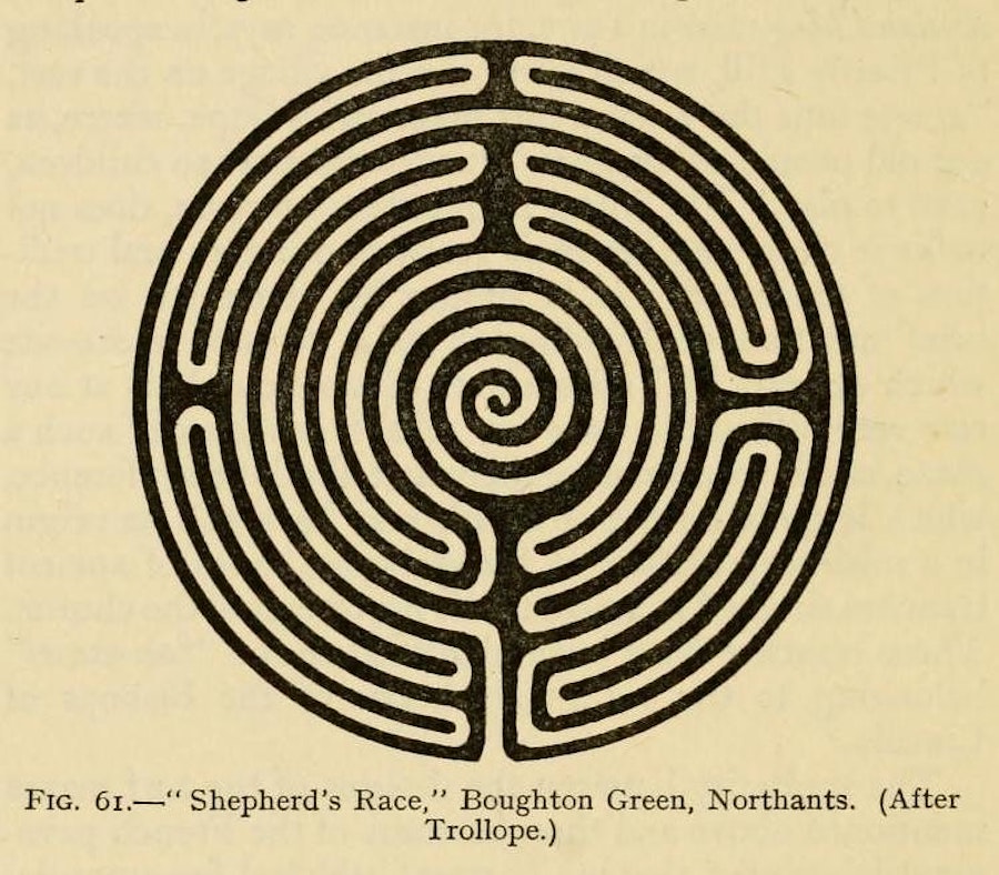 Drawing of a labyrinth.